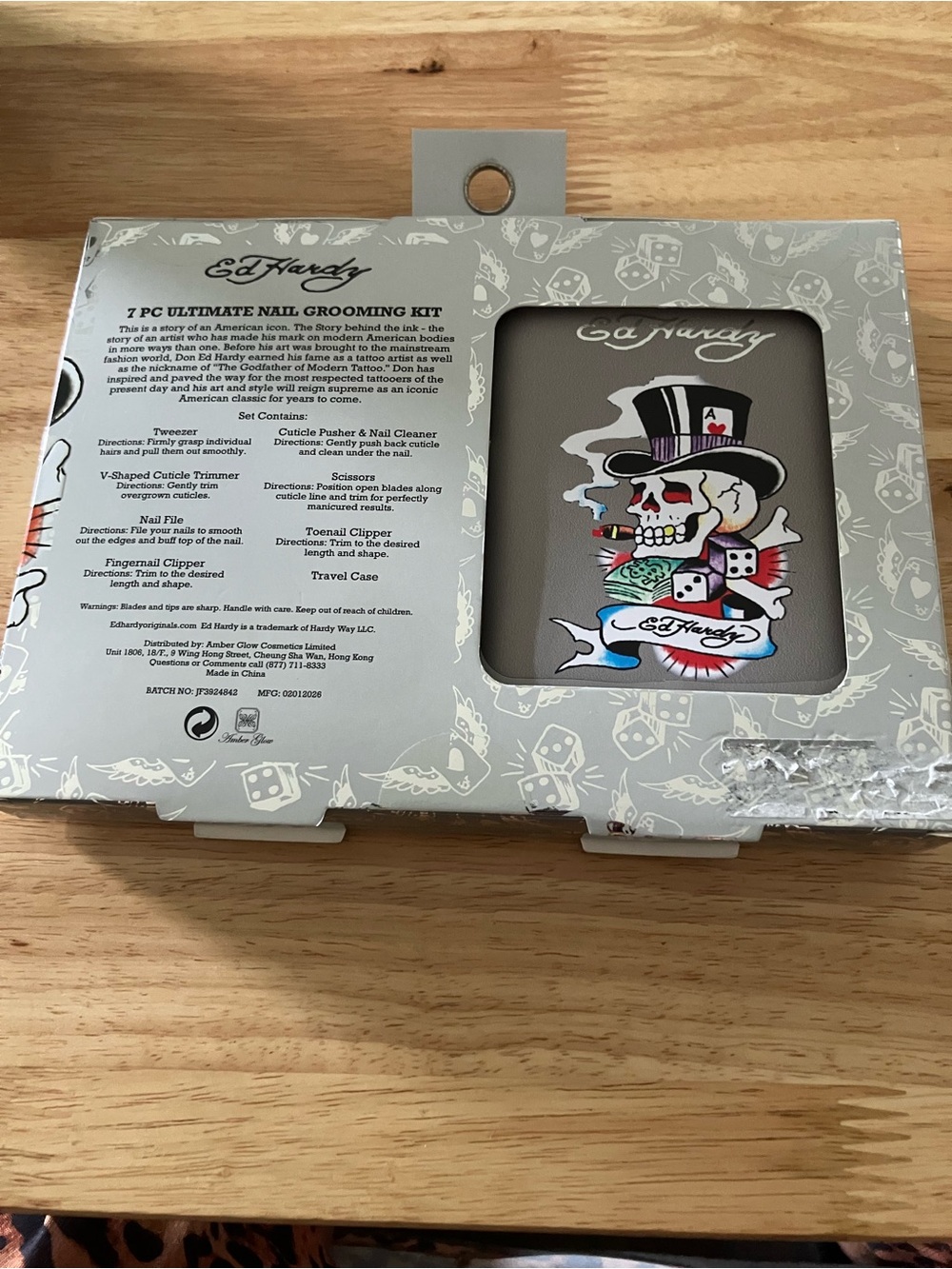 Ed Hardy Gray Nail Grooming Kit with Colorful Skull Graphic